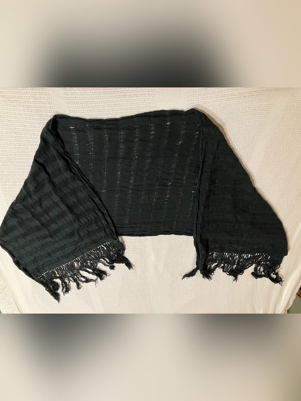 Black Woven Fringe Scarf - Women Accessories
